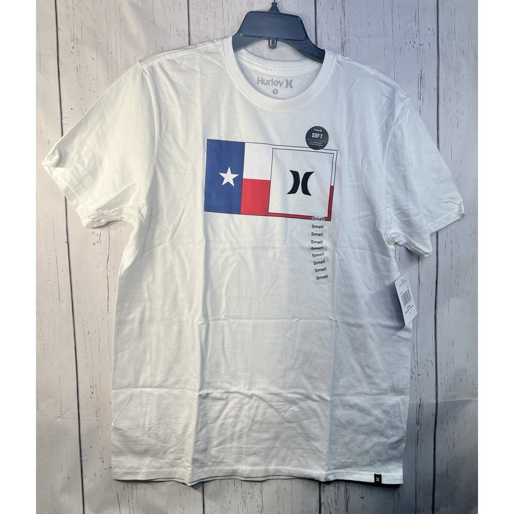 Hurley Texas Flag T-Shirt White Men's Size Small CN5236-102 Soft Cotton Tee